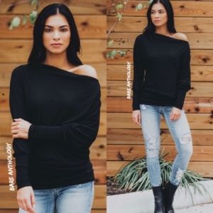 015 Cozy off Shoulder Dolman Sleeve Tunic Top